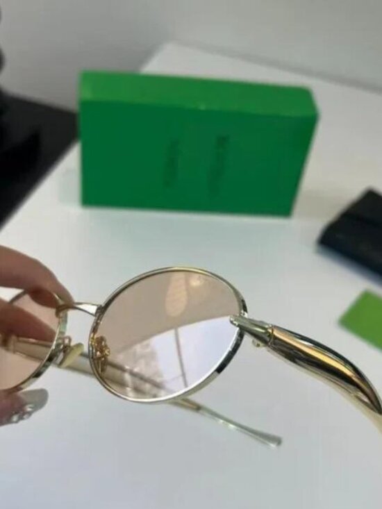 Bottega Veneta Gold Oval Sunglasses with Sculptural Temples main image 7